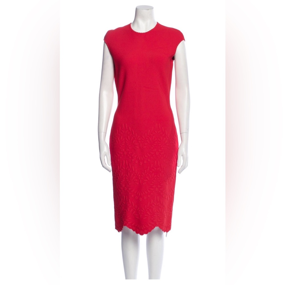 Alexander McQueen Vibrant Red Midi Dress XL NWT